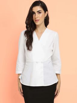 FableStreet - White Cotton Blend Top