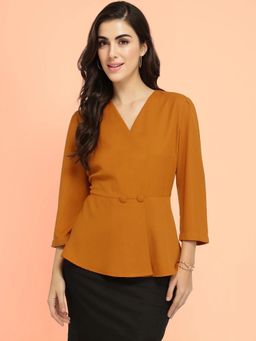 FableStreet - Mustard Cotton Wrap Top