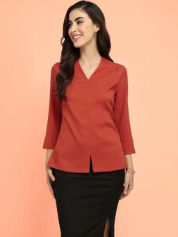 FableStreet - Rust V-Neck Top