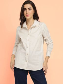 FableStreet - Cotton Blend Shirt - Off White