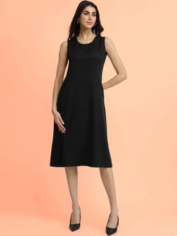 FableStreet - Black A-Line Midi Dress
