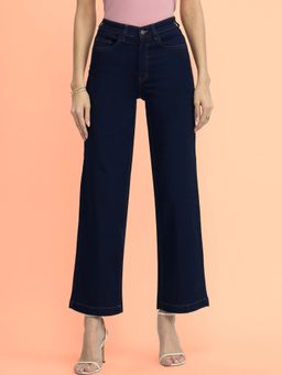 FableStreet - Navy Blue Solid Slim Fit Jeans