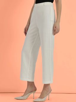 FableStreet - Off White Linen Mid Rise Culottes