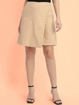 FableStreet - Beige Pure Cotton Skort