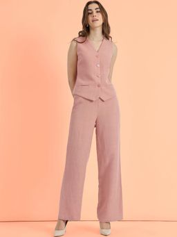 FableStreet - Linen Waistcoat Co-Ord - Dusty Pink (Set of 2)