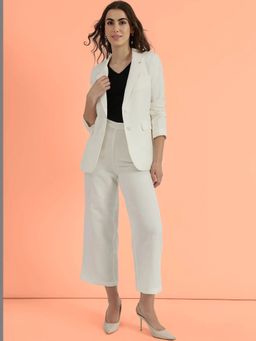 FableStreet - Linen Blazer Co-Ord - Off White (Set of 2)