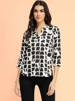 FableStreet - Women White Abstract Top
