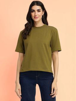 FableStreet - Cotton Crew Neck T-Shirt - Olive