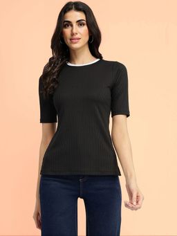 FableStreet - Colourblocked T-Shirt - Black