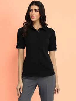 FableStreet - Cotton Knit Shirt - Black