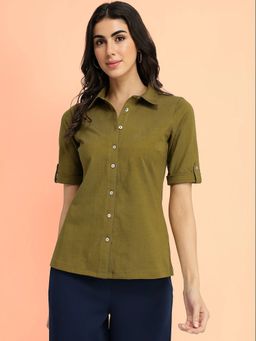 FableStreet - Cotton Knit Shirt - Olive