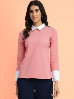 FableStreet - Cotton Collar Style Shirt - Pink