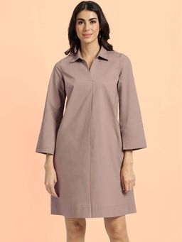 FableStreet - Pink Cotton A Line Mini Dress