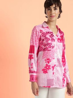 FableStreet - Pink Satin Shirt