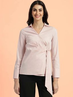 FableStreet - Pink Cotton Wrap Shirt