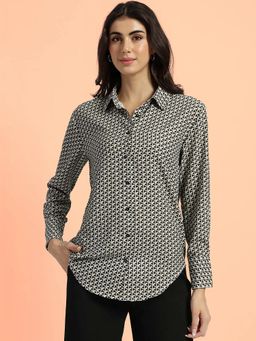 FableStreet - Grey Geometric Print Shirt