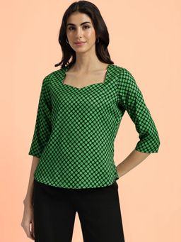 FableStreet - Sweetheart Neck Polka Top - Multi-Color