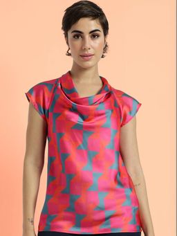 FableStreet - Satin Cowl Top - Multi-Colour