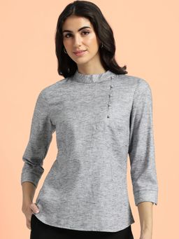 FableStreet - High NeckTop - Grey