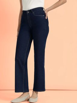FableStreet - Women Navy Blue Solid Comfort Fit Jeans