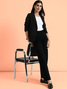 FableStreet - Women Black Comfort Fit Solid Jeans