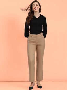 FableStreet - Beige Straight Fit Pant