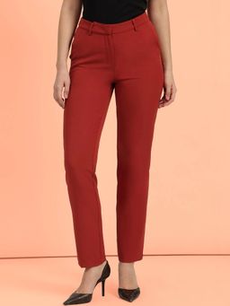 FableStreet - Red Straight Fit Pant