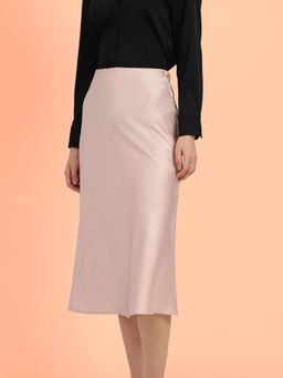 FableStreet - Satin A-Line Skirt - Pink
