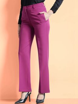 FableStreet - Straight Fit Trousers - Magenta