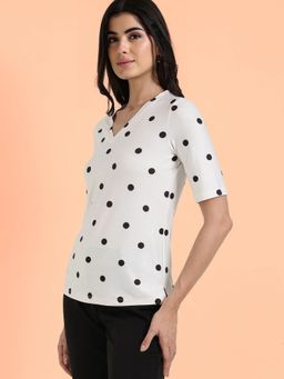 FableStreet - Polyester Slim Fit Short Sleeve V-Neck White T-shirt