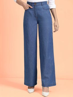 FableStreet - Blue Denim Wide Leg Jeans
