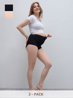 MomToBe - Women's Bonded Panty Multicolour Maternity Panties (Pack Of 2)