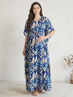 Secret Wish - Blue Leaf Rayon Maternity Kaftan