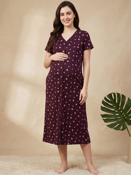 Secret Wish - Wine Leaf Hosiery Zipless Maternity Nighty