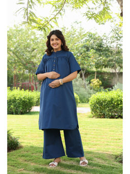 CRAFIQA - Indigo Soul Cotton Maternity Kurta with Pant