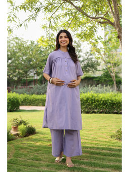 CRAFIQA - Purple Morning Dew Cotton Slub Maternity Kurta with Pant