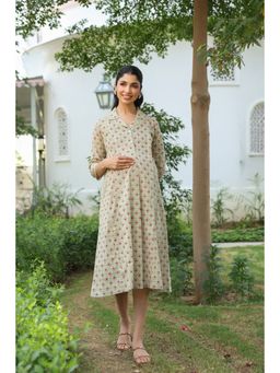 CRAFIQA - Stardust Green Cotton Maternity Dress