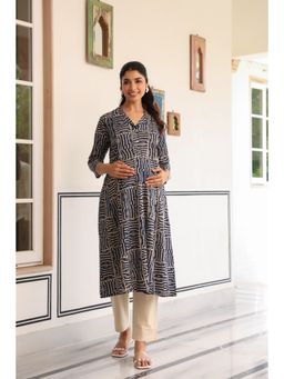CRAFIQA - Beige Maze Cotton Maternity Kurta