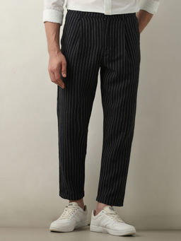 Selected - Black Striped Straight Trouser