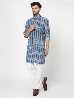 Spring Soul - Men's Blue Printed Kurta