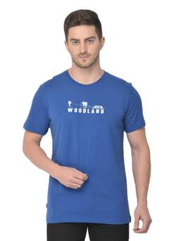 WOODLAND - Men Navy Cotton Printed T-shirt