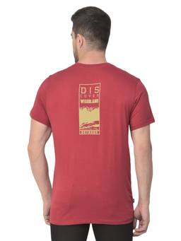 WOODLAND - Men Maroon Cotton Graphic Printed T-shirt