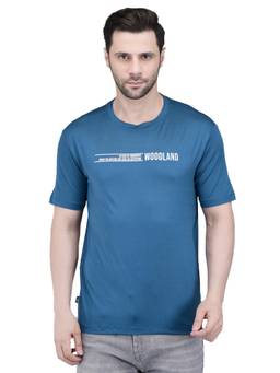 WOODLAND - Men Blue Typography T-shirt