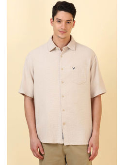 Allen Solly - Men Beige Textured Half Sleeves Casual Shirt