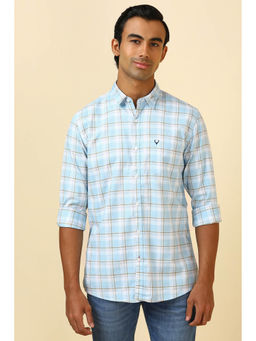 Allen Solly - Men Light Blue Check Full Sleeves Casual Shirt