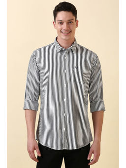 Allen Solly - Men White Stripe Full Sleeves Casual Shirt