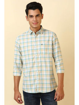 Allen Solly - Men Beige Check Full Sleeves Casual Shirt
