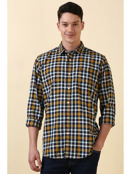 Allen Solly - Men Navy Blue Check Full Sleeves Casual Shirt