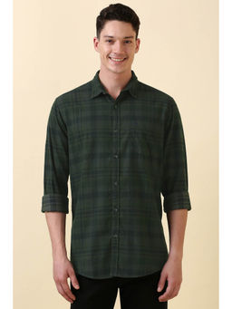 Allen Solly - Men Green Check Full Sleeves Casual Shirt