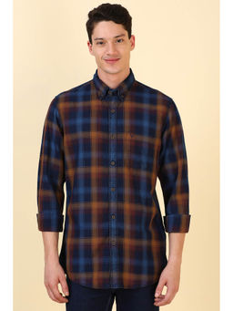Allen Solly - Men Navy Blue Check Full Sleeves Casual Shirt